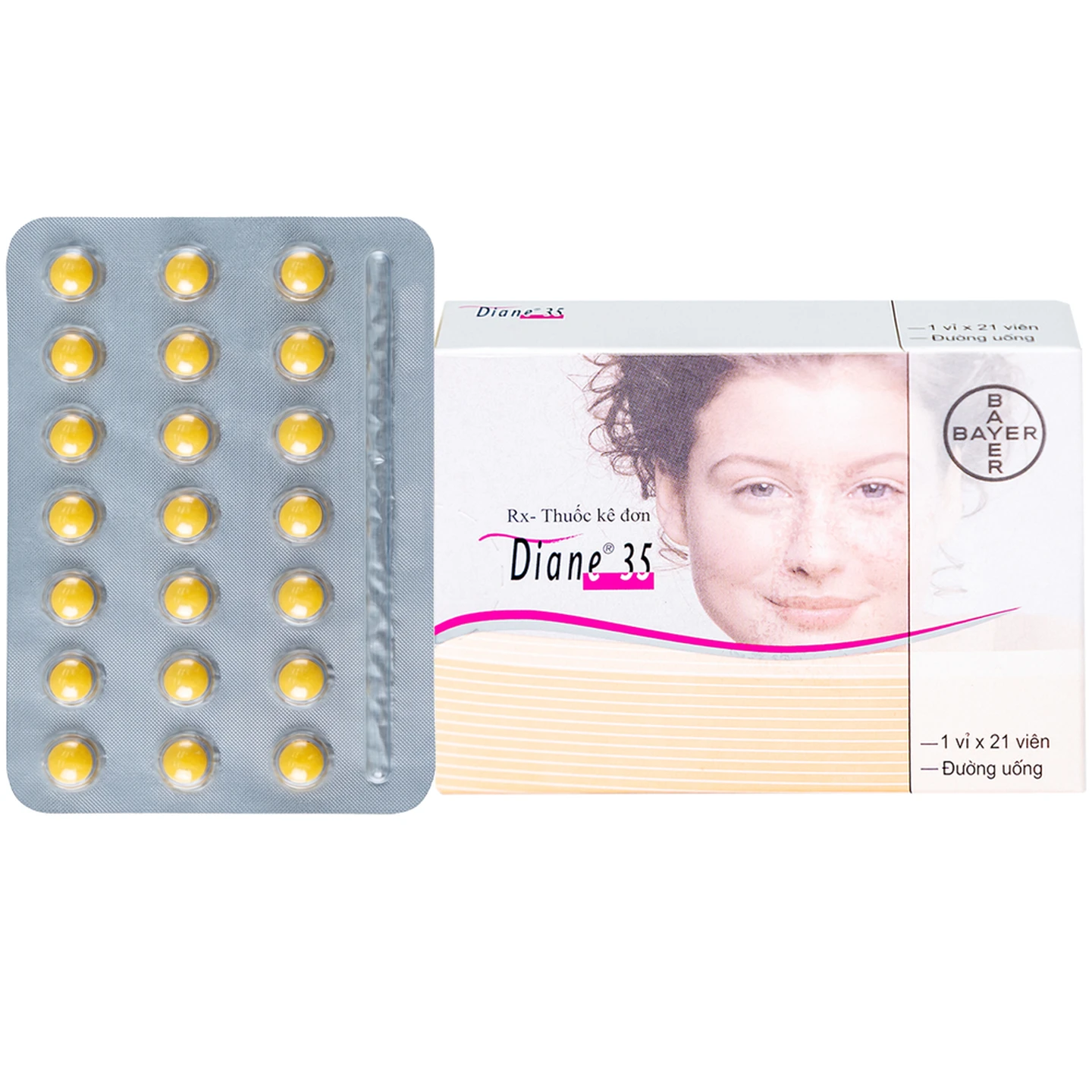 Thuốc Diane 35 Bayer điều trị mụn trứng cá mức độ vừa đến nặng và tác dụng tránh thai hormon (1 vỉ x 21 viên) Thuốc Diane 35 Bayer điều trị mụn trứng cá mức độ vừa đến nặng và tác dụng tránh thai hormon (1 vỉ x 21 viên)